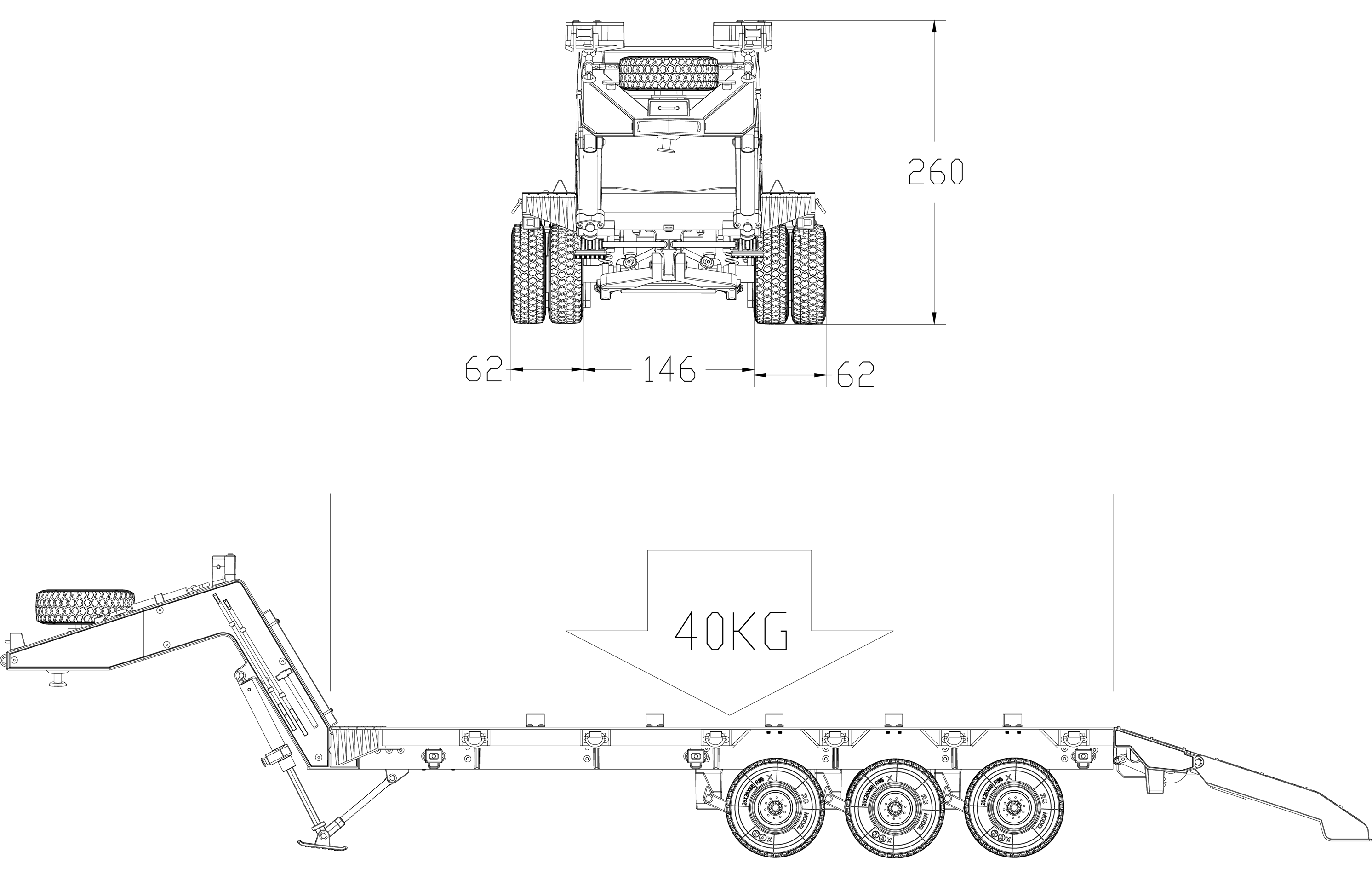s m747 kit半挂车拖板车hg-p806 拖头卡车拖斗