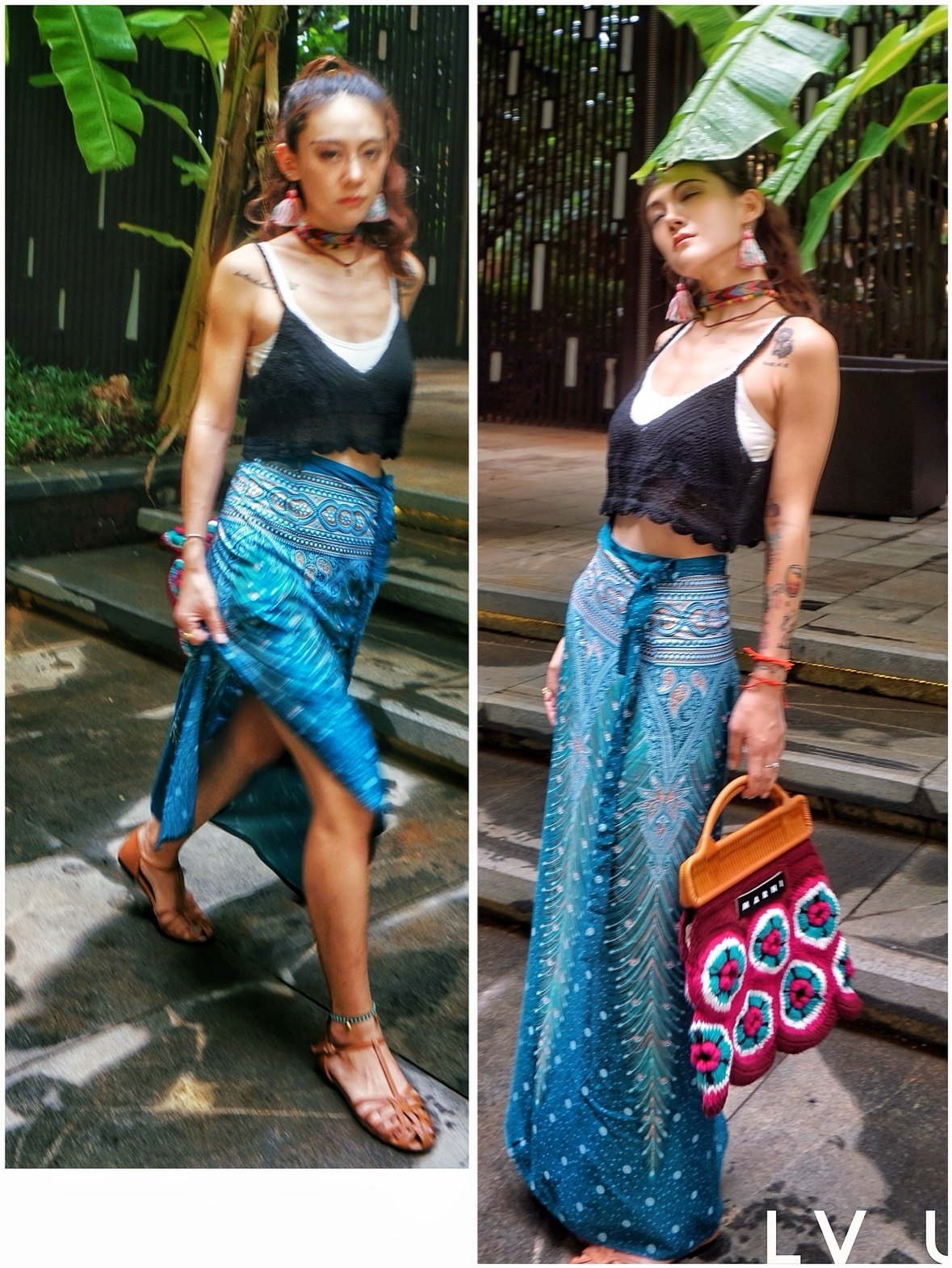 罗大娘泰国民族风包臀片裙一步裙沙滩长裙度假波西米亚高腰半身裙