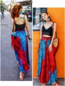 罗大娘泰国进口棉民族风高腰半身裙波西米亚海岛度假沙滩长裙大摆