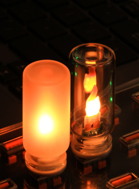 USB仿真火焰氛围灯新潮玻璃瓶LED电子蜡烛灯复古香薰小夜灯装饰灯