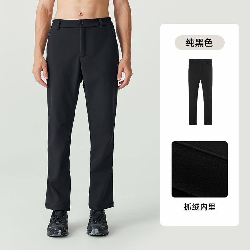 诺诗兰软壳裤24秋冬户外男防泼水保暖加绒裤登山徒步裤NXPEH5646S