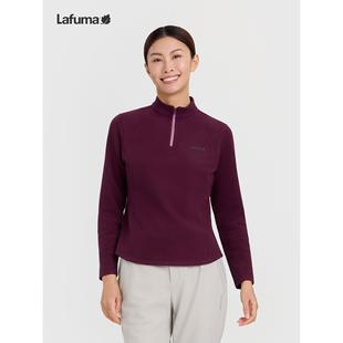 LAFUMA乐飞叶户外秋冬半拉链长袖 T恤女休闲运动绒感保暖上衣
