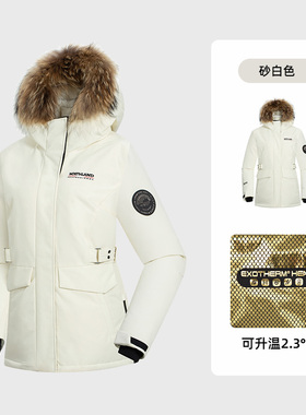 诺诗兰鹅绒服24冬季女士户外三防石墨烯保暖防风羽绒服NDJET2928S