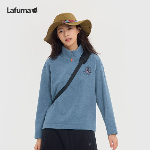 乐飞叶户外半拉链抓绒衣女立领