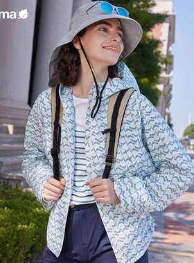 LAFUMA乐飞叶户外印花女防泼水夹克连帽运动风衣外套LFJA4AF18