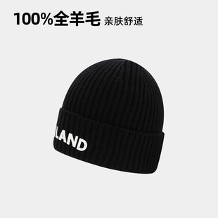 商场同款 黑色防风护耳冷帽NCAFT0503S 诺诗兰羊毛套头帽男女冬季