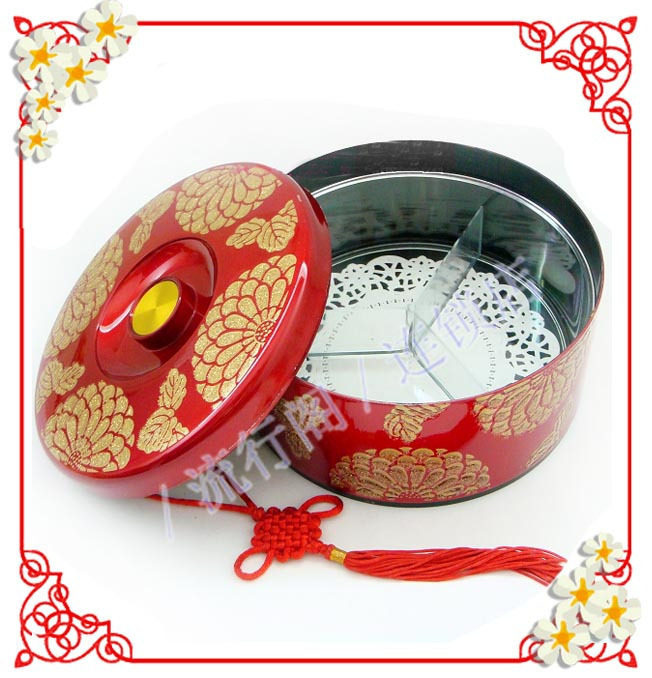 包邮！新年 婚庆花开富贵 圆形糖果盒 糖果盅 XS /S号