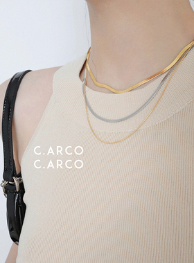 极简欧美风基础款 钛钢百搭扁平蛇骨项链女 叠带时髦短款细锁骨链