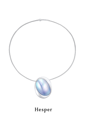 HESPER 厅系列海水蓝马贝925纯银吊坠项圈小众时髦 设计师品牌