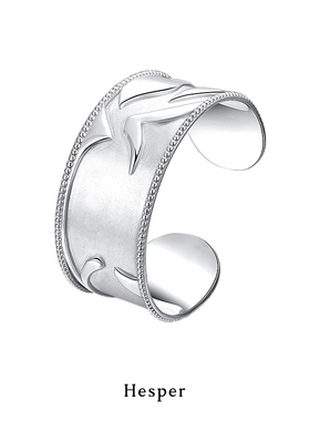 HESPER 厅系列浮雕玫瑰纹样复古感925纯银手镯 设计师品牌