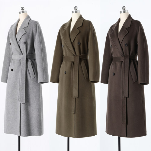 厚度很顶 经典101801羊绒羊毛手工双排扣羊绒大衣 手工毛呢外套