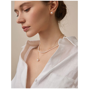 近圆超亮天然淡水小米珍珠多层珍珠项链叠戴锁骨链气质简约饰品