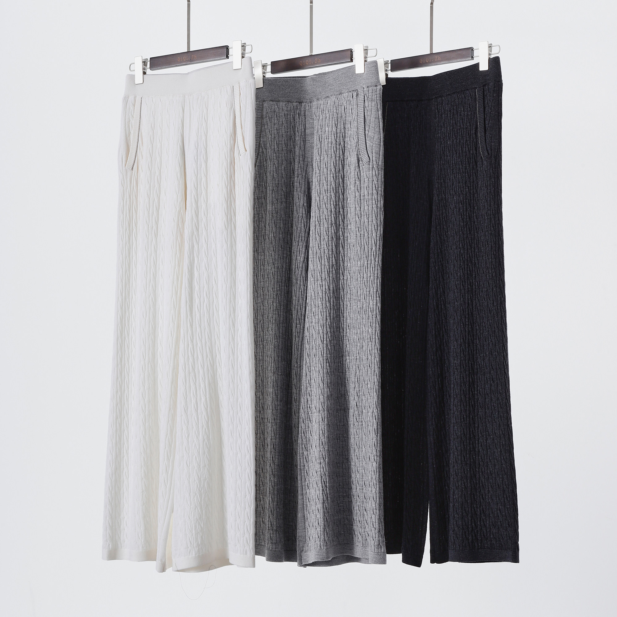 不入后悔系列 80支超细羊毛+真丝桑蚕丝绞花针织直筒休闲裤女长裤,女装/女士精品,休闲裤,淘宝优惠券,粉丝福利购,淘宝优惠卷