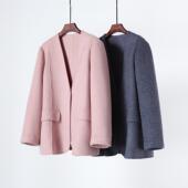 低奢质感 手工西服 外套 色织花纱 双面手缝山羊绒裸领西装