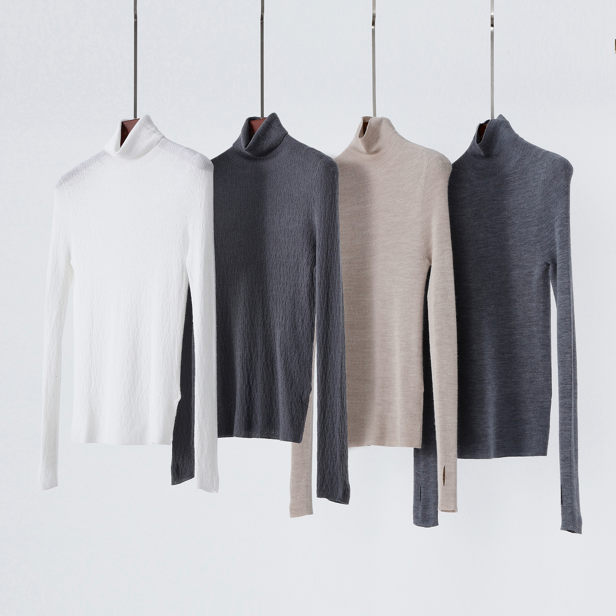 无缝一体柔软亲肤中高领毛针织衫