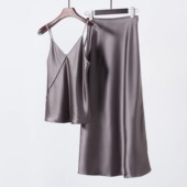 可与半身裙配套～万用刚需好打理 重磅缎面醋酸V领打底吊带 背心