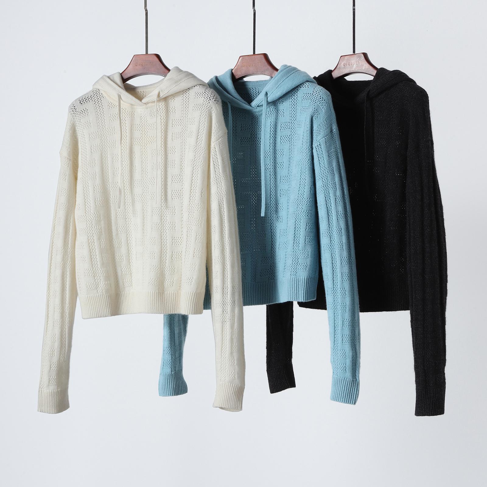 山羊绒羊绒衫连帽套头针织毛衣