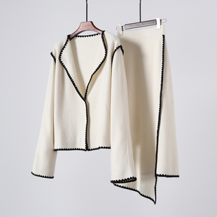 半身裙山羊绒套装 不规则修身 厚织羊绒套装 惊艳手工艺术