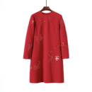 连衣裙 重工珠片刺绣桑蚕丝内里醋酸长袖 纯福利 红红新年福