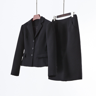 OL气质显瘦羊毛套装 高腰百搭通勤半身裙 单排扣收腰西服短外套