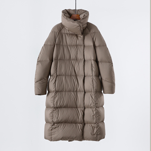 极简立领高充绒量鹅绒长款加厚轻便泡芙羽绒服