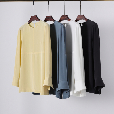 长袖真丝衬衫简约高级宽松