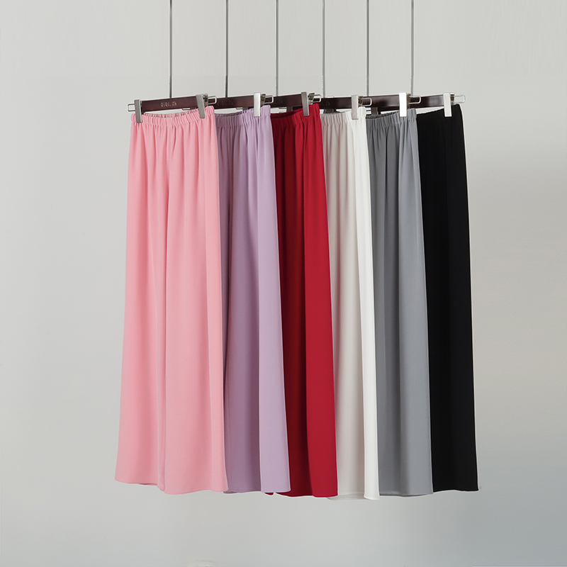 懒人穿搭进口缎面三醋酸显瘦一片式垂坠阔腿空气裤休闲松紧腰长裤