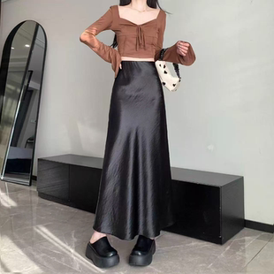 高级感仿醋酸缎面垂感高腰气质半身裙 法式 2083 春秋款