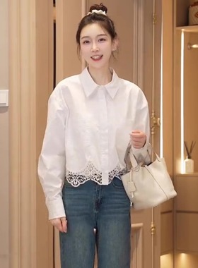 0845 春季新款时尚气质休闲显瘦百搭长袖拼接纯棉衬衣