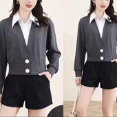 通勤舒适衬衣领拼接假两件卫衣小衫 S517 新款 时尚 春季