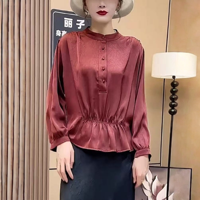 X706 春秋款时尚简约收腰显瘦百搭长袖小衫JT