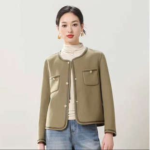 洋气简约圆领短款 小香风时尚 双面毛呢外套JT 秋款 S198