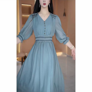 优雅气质高腰修身 新款 显瘦连衣裙 夏季 1097