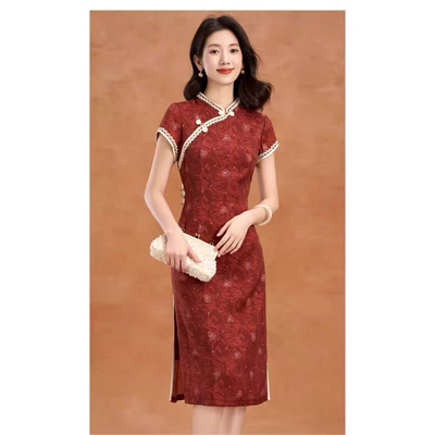 0806 夏季新款新中式国风气质中长款旗袍裙