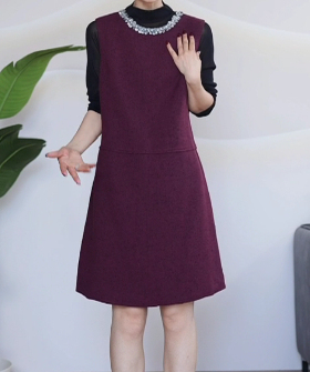 E005 春秋款时尚精致法式小香风名媛背心裙打底衫两件套套裙