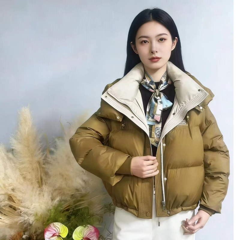 Y985 冬季时尚新款立领连帽保暖短款百搭羽绒服