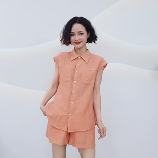 F795  夏季新款时尚套装女装休闲风短袖衬衫时尚休闲套裤 JR