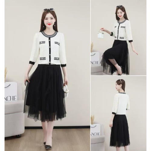 1598 春款气质洋气小香风假两件连衣裙JR