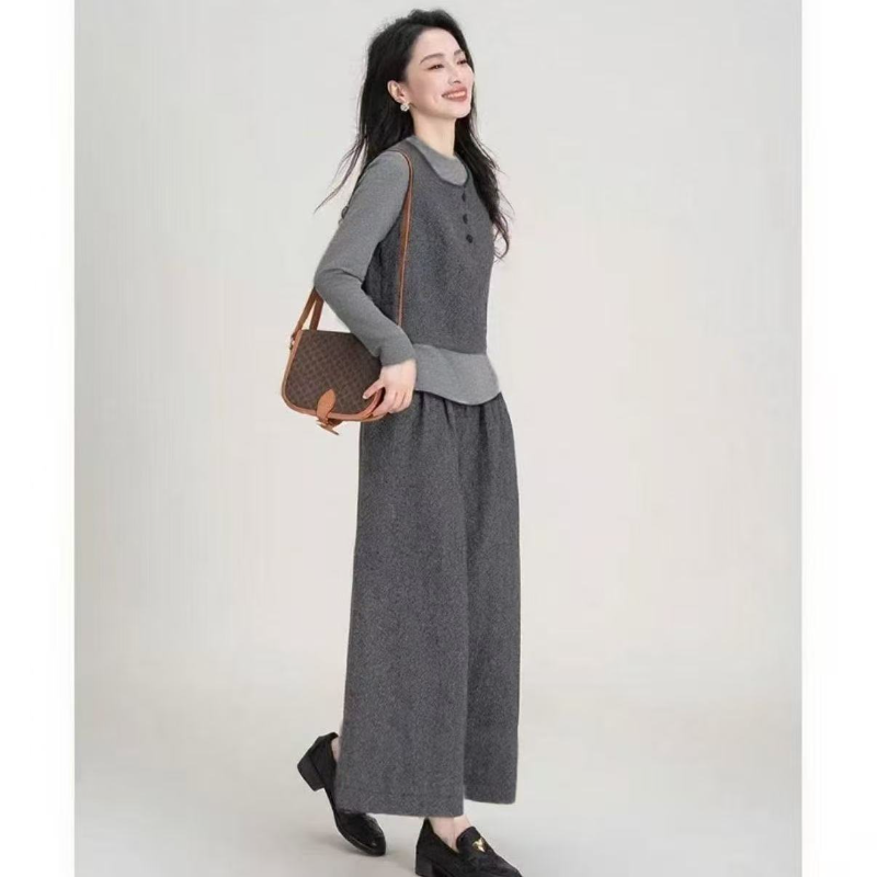 T287 秋款氛围感休闲洋气显瘦内搭马甲裤子三件套套装,女装/女士精品,时尚套装,淘宝优惠券,粉丝福利购,淘宝优惠卷