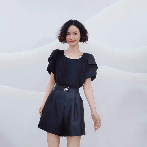 6105 春夏百搭高腰阔腿短裤显高显瘦显气质轻奢短裤 JR