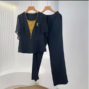 T741 夏季新款时尚洋气气质品质显瘦两件套套裤