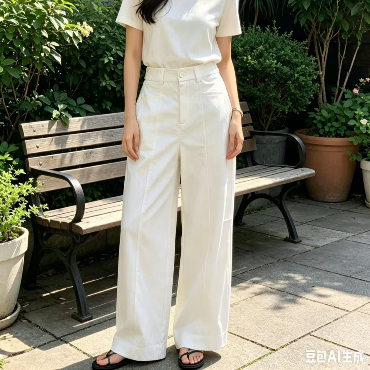 K037 春夏款时尚休闲简约高腰百搭阔腿裤YS