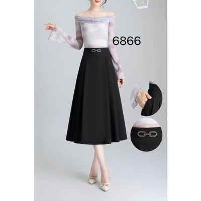 6866 秋季新款时尚洋气简约显瘦气质百搭半身裙