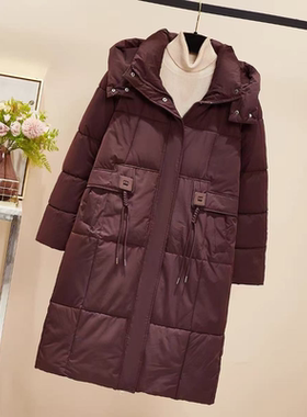 D313 冬季时尚洋气气质保暖连帽中长款鹅绒服LY