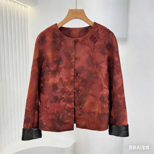 3330 春秋款新中式国风时尚印花品质感百搭外套