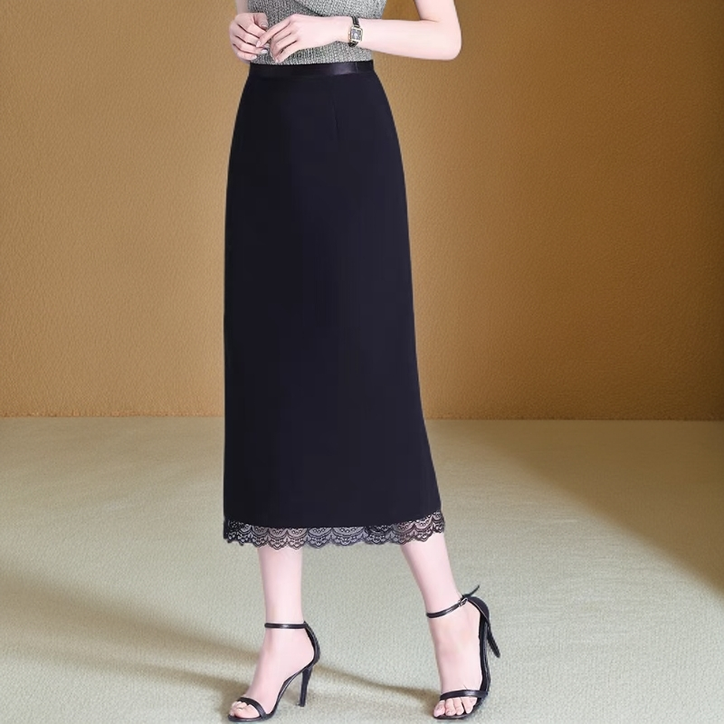 B112 春夏新款简约高端气质款蕾丝边半身裙JR