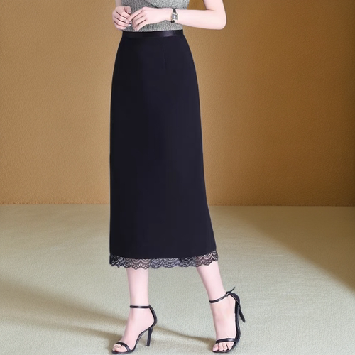 B112 春夏新款简约高端气质款蕾丝边半身裙JR