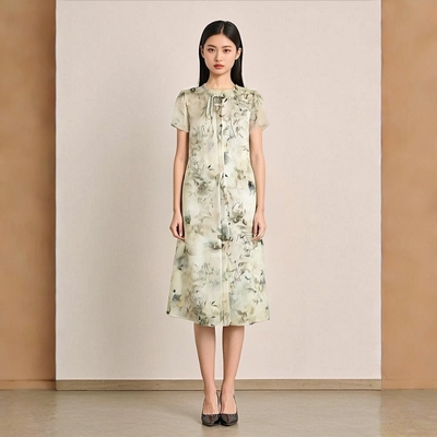 L088 夏季新中式改良版显瘦舒适感长款连衣裙