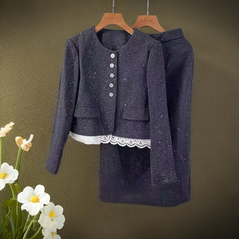 T031 秋款小香风外套高级套装名媛拼接半身裙2件套套裙,女装/女士精品,时尚套装,淘宝优惠券,粉丝福利购,淘宝优惠卷