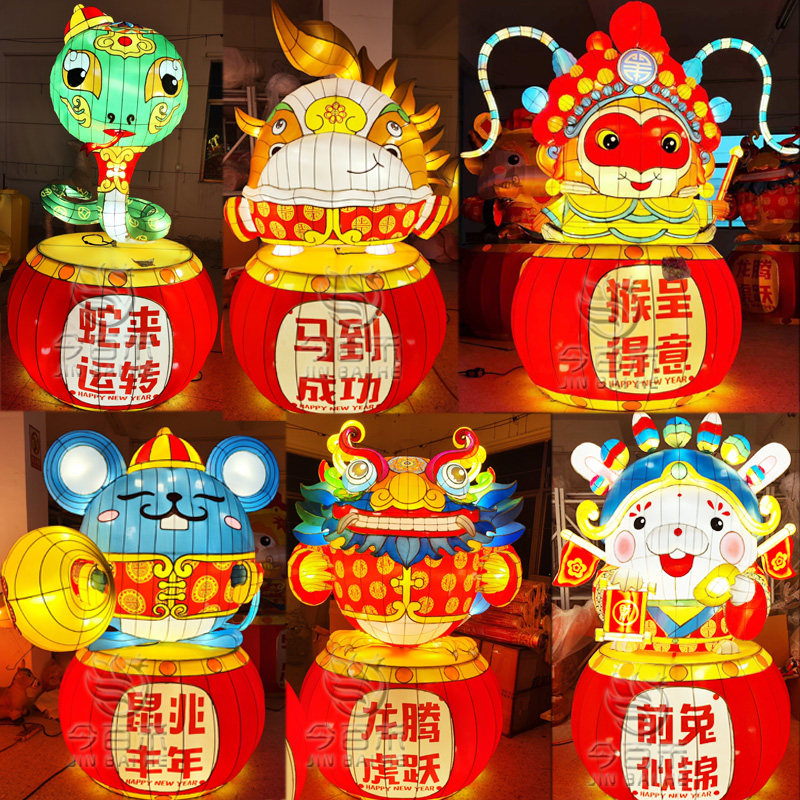 十二生肖花灯造型户外防水发光公仔灯笼摆件2026马年大型彩灯定制